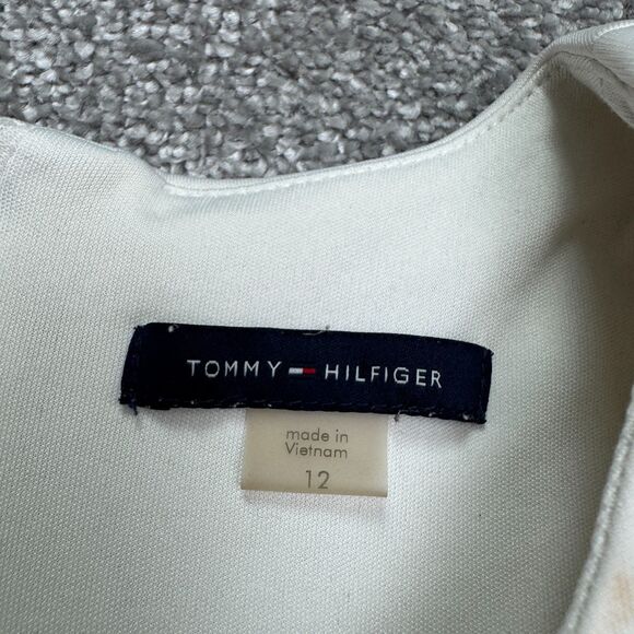 Tommy Hilfiger Ruffle Flutter Sleeve Sheath Pencil Dress Womens 12 White Classic - Picture 10 of 16